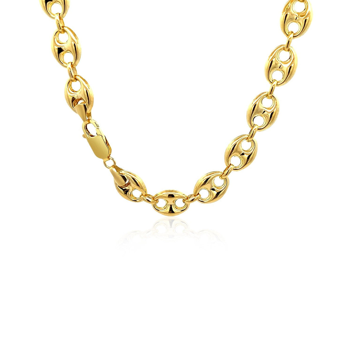 14k Yellow Gold Puffed Mariner Link Chain (9.00 mm) - LinkagejewelrydesignLinkagejewelrydesign