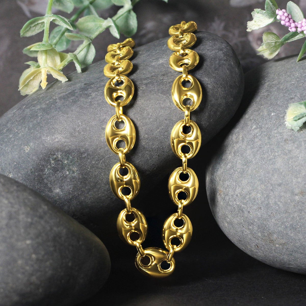 14k Yellow Gold Puffed Mariner Link Chain (9.00 mm) - LinkagejewelrydesignLinkagejewelrydesign