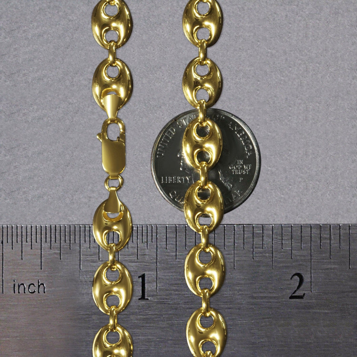 14k Yellow Gold Puffed Mariner Link Chain (9.00 mm) - LinkagejewelrydesignLinkagejewelrydesign