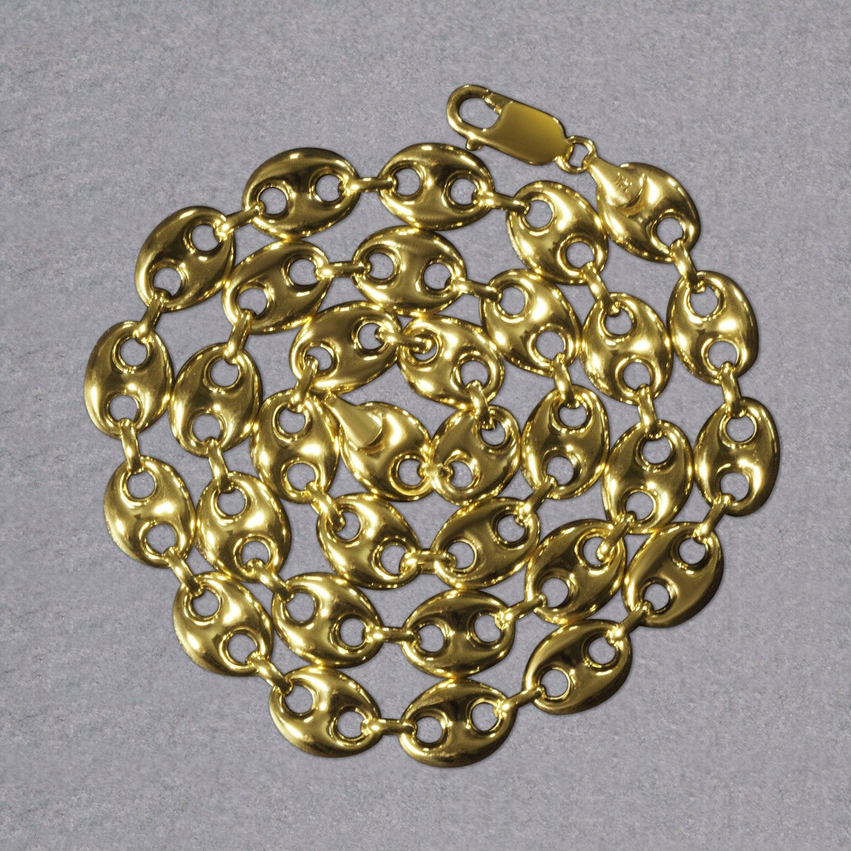 14k Yellow Gold Puffed Mariner Link Chain (9.00 mm) - LinkagejewelrydesignLinkagejewelrydesign