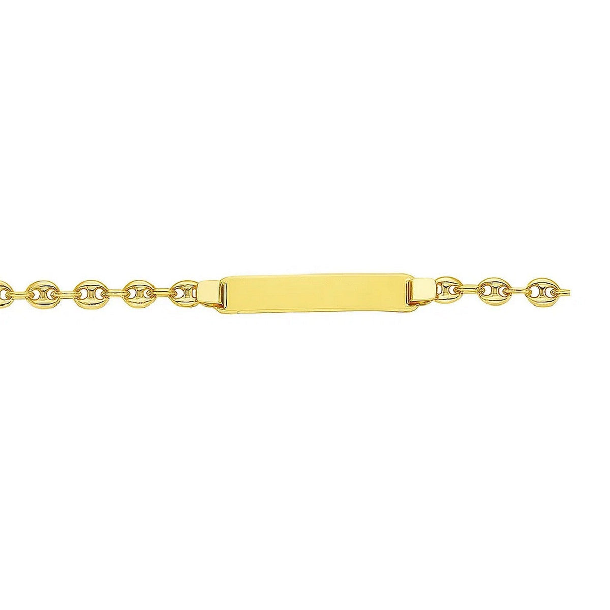 14k Yellow Gold Puffed Mariner Link Childrens ID Bracelet (3.30 mm) - LinkagejewelrydesignLinkagejewelrydesign