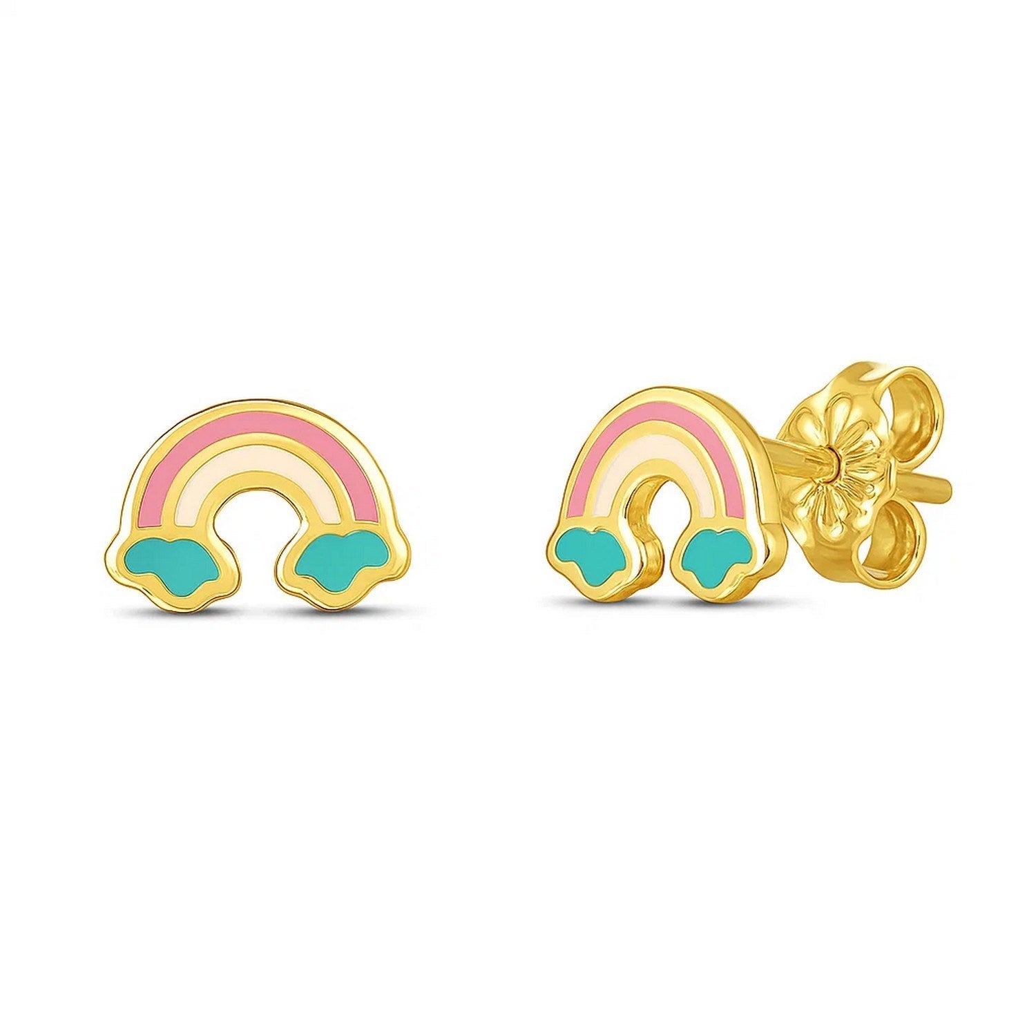 14k Yellow Gold Rainbow Studs - LinkagejewelrydesignLinkagejewelrydesign