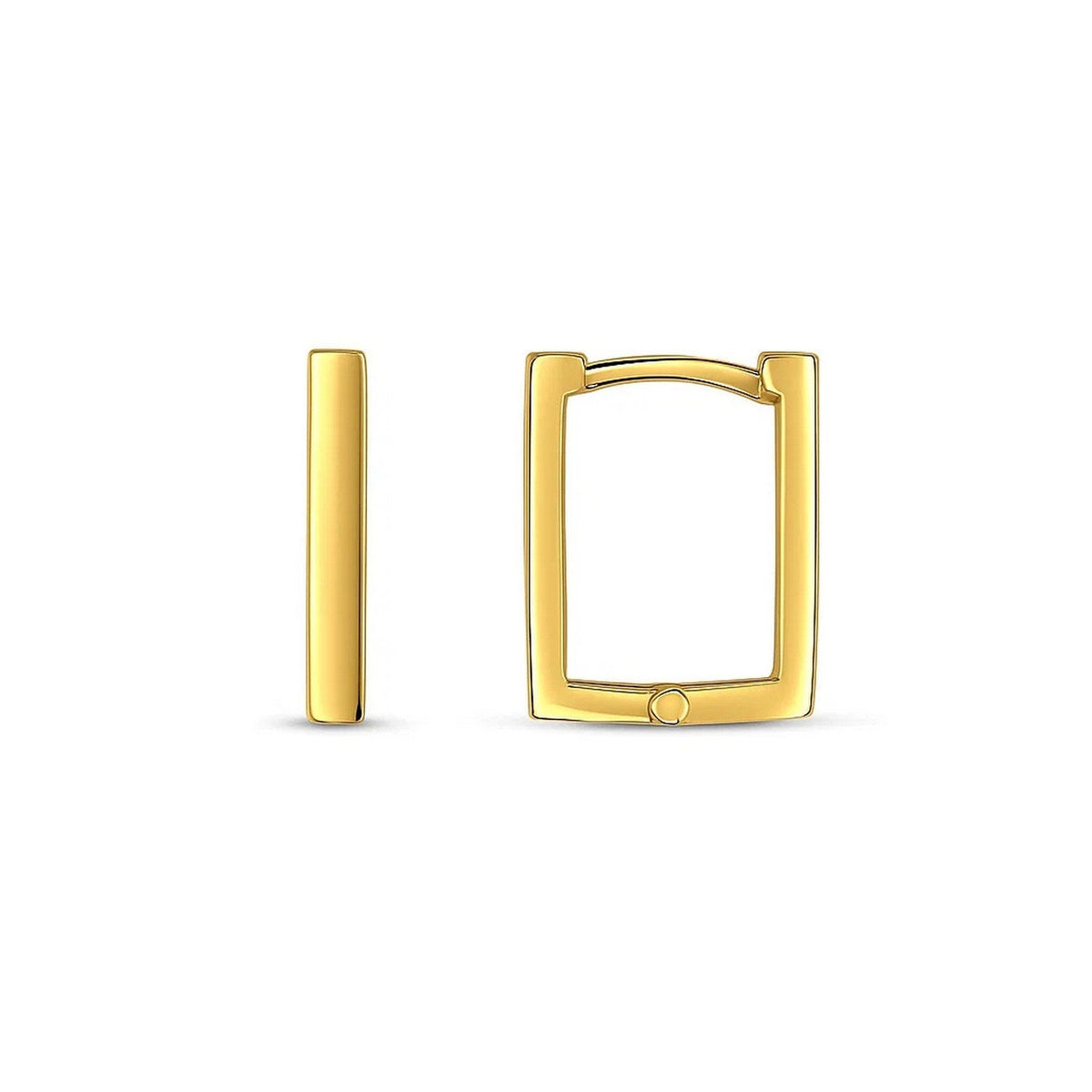 14k Yellow Gold Rectangle Huggie Hoops - LinkagejewelrydesignLinkagejewelrydesign