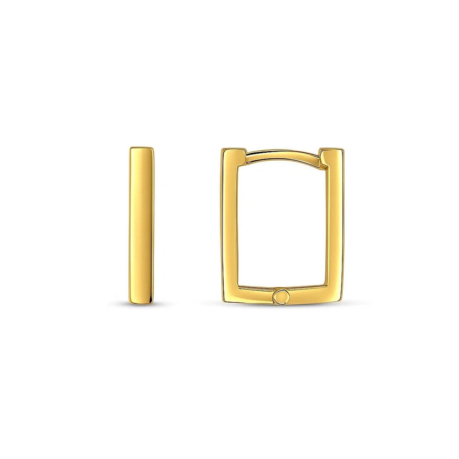 14k Yellow Gold Rectangle Huggie Hoops - LinkagejewelrydesignLinkagejewelrydesign