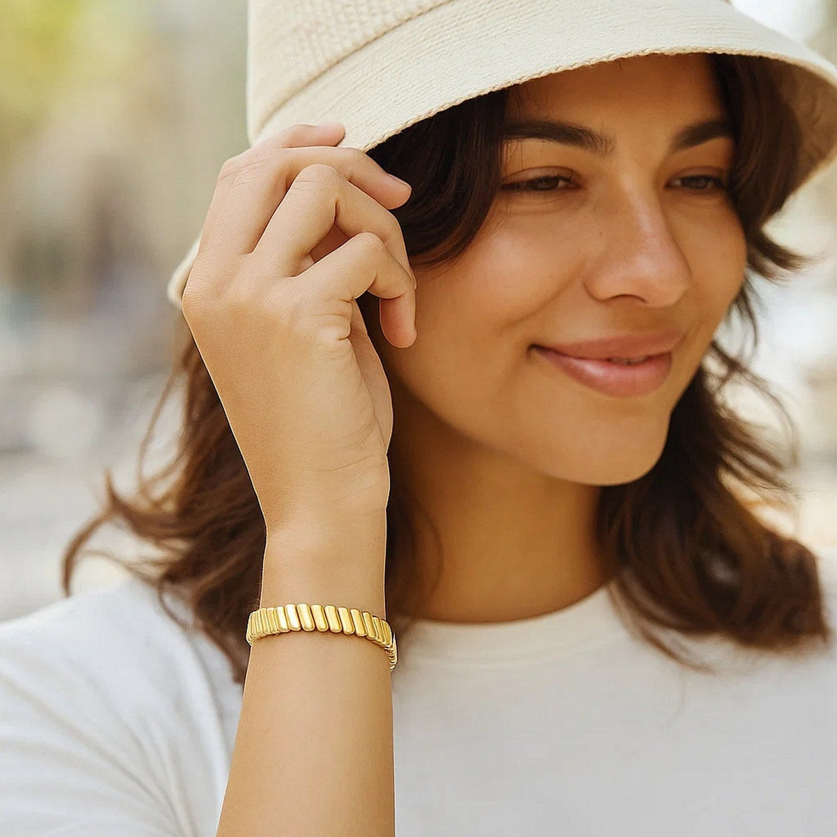 14k Yellow Gold Rib Link Bracelet (7.00 mm) - LinkagejewelrydesignLinkagejewelrydesign