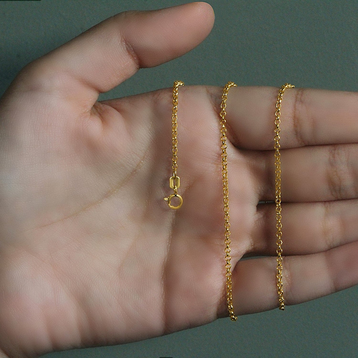 14k Yellow Gold Rolo Chain (1.90 mm) - LinkagejewelrydesignLinkagejewelrydesign