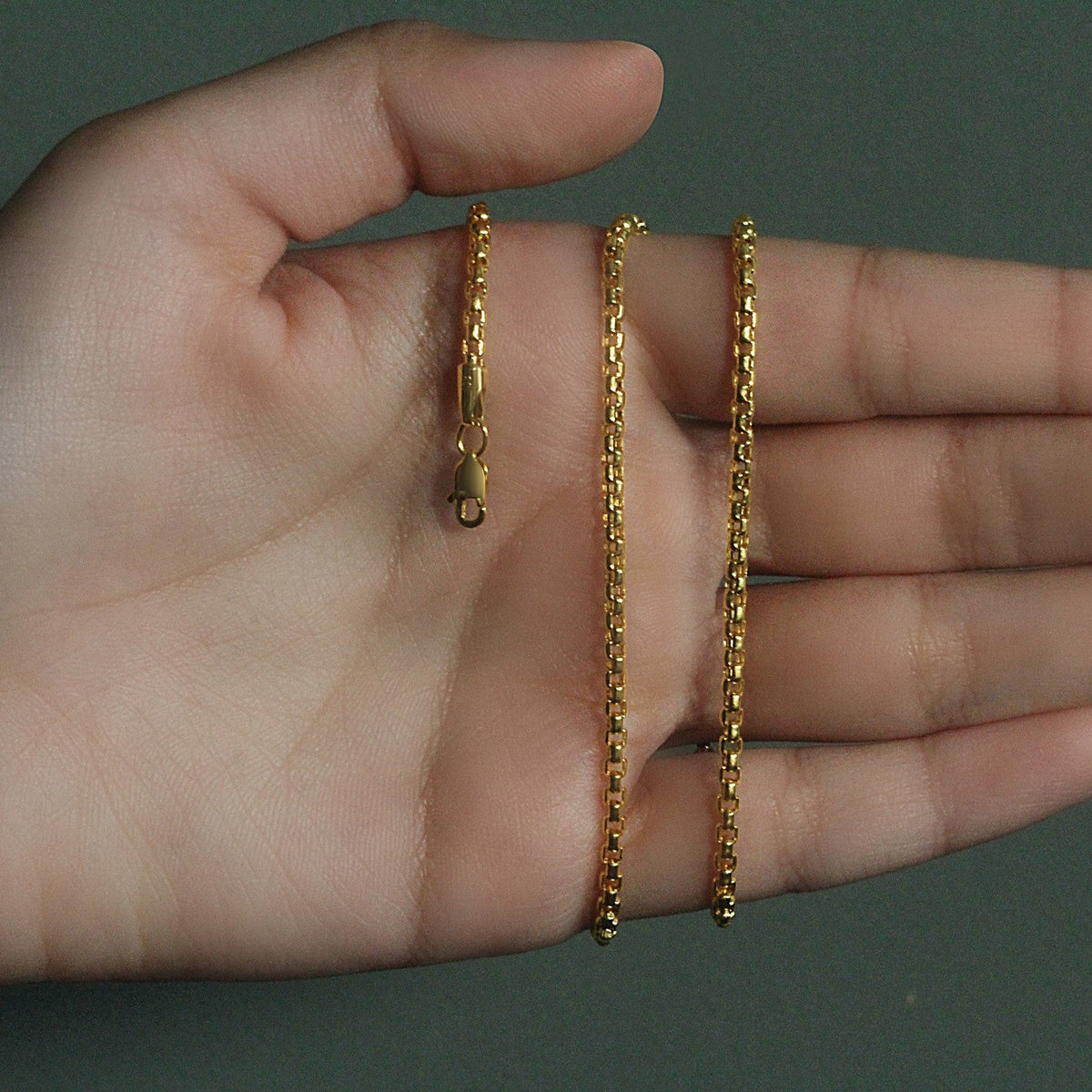 14k Yellow Gold Round Box Chain (2.5 mm) - LinkagejewelrydesignLinkagejewelrydesign