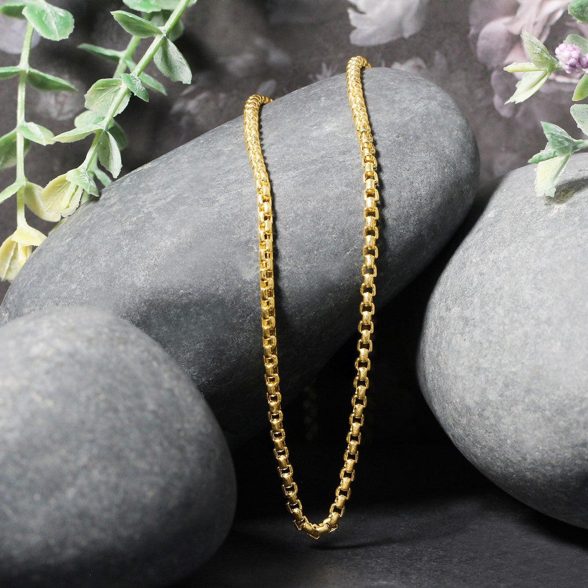 14k Yellow Gold Round Box Chain (2.5 mm) - LinkagejewelrydesignLinkagejewelrydesign