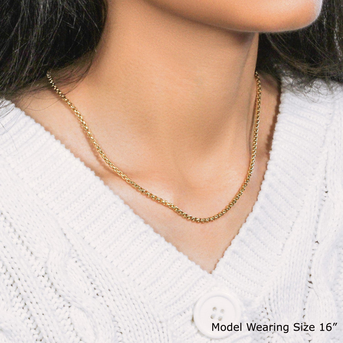 14k Yellow Gold Round Box Chain (2.5 mm) - LinkagejewelrydesignLinkagejewelrydesign