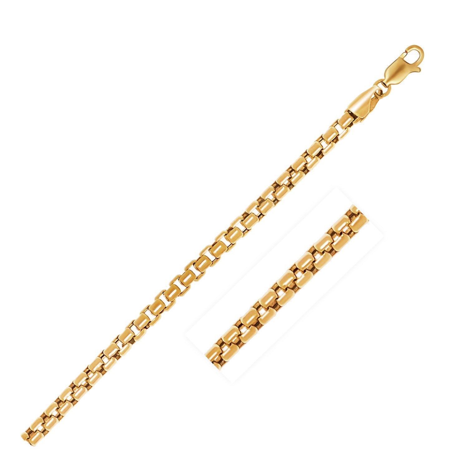 14k Yellow Gold Round Box Chain (3.4 mm) - LinkagejewelrydesignLinkagejewelrydesign