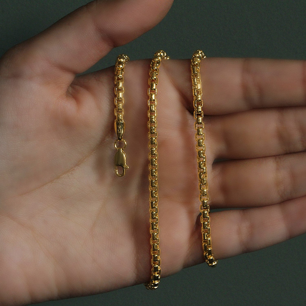 14k Yellow Gold Round Box Chain (3.4 mm) - LinkagejewelrydesignLinkagejewelrydesign