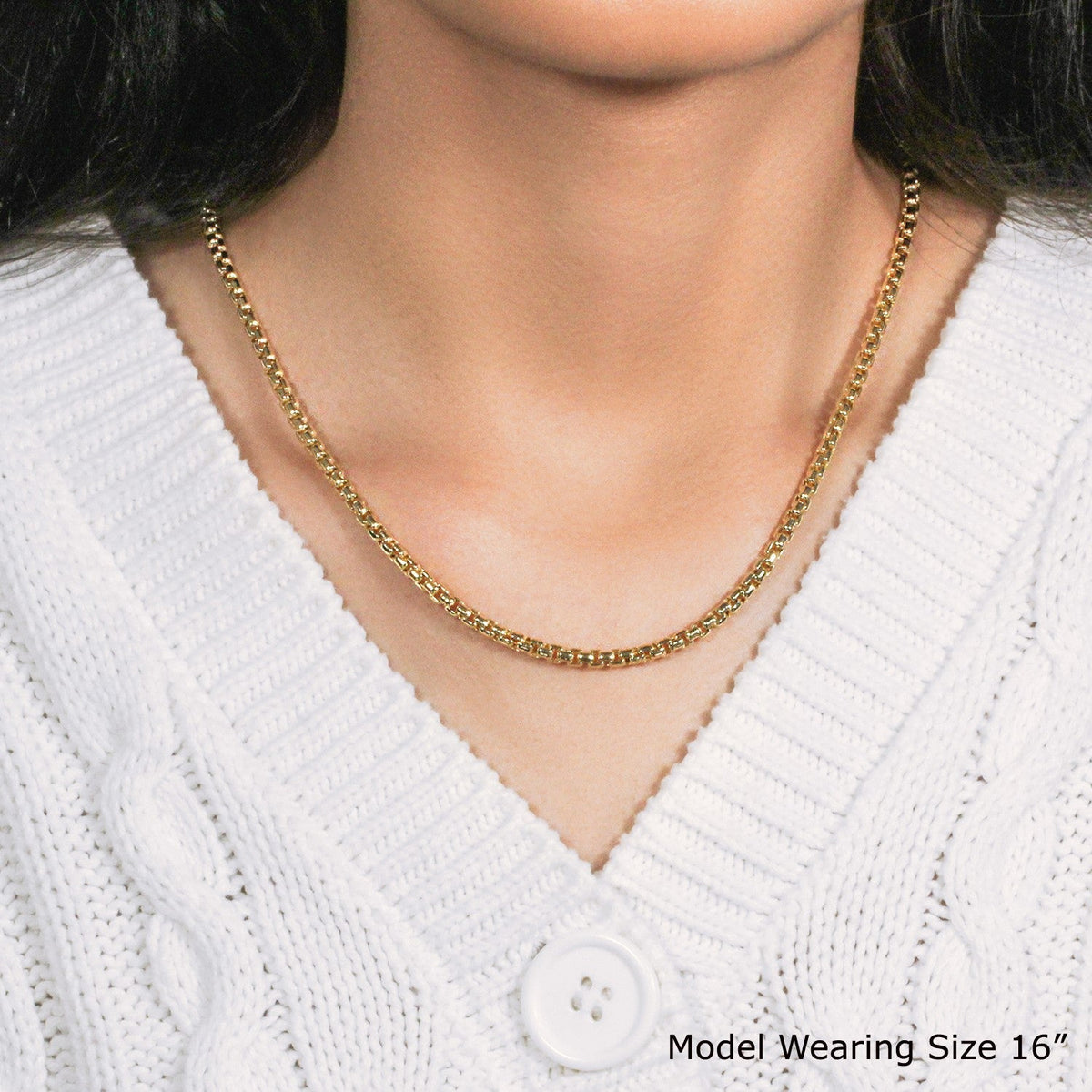 14k Yellow Gold Round Box Chain (3.4 mm) - LinkagejewelrydesignLinkagejewelrydesign