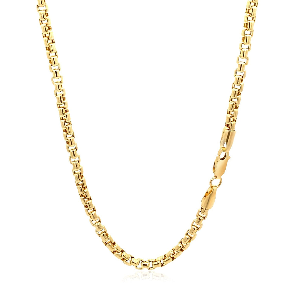 14k Yellow Gold Round Box Chain (3.4 mm) - LinkagejewelrydesignLinkagejewelrydesign