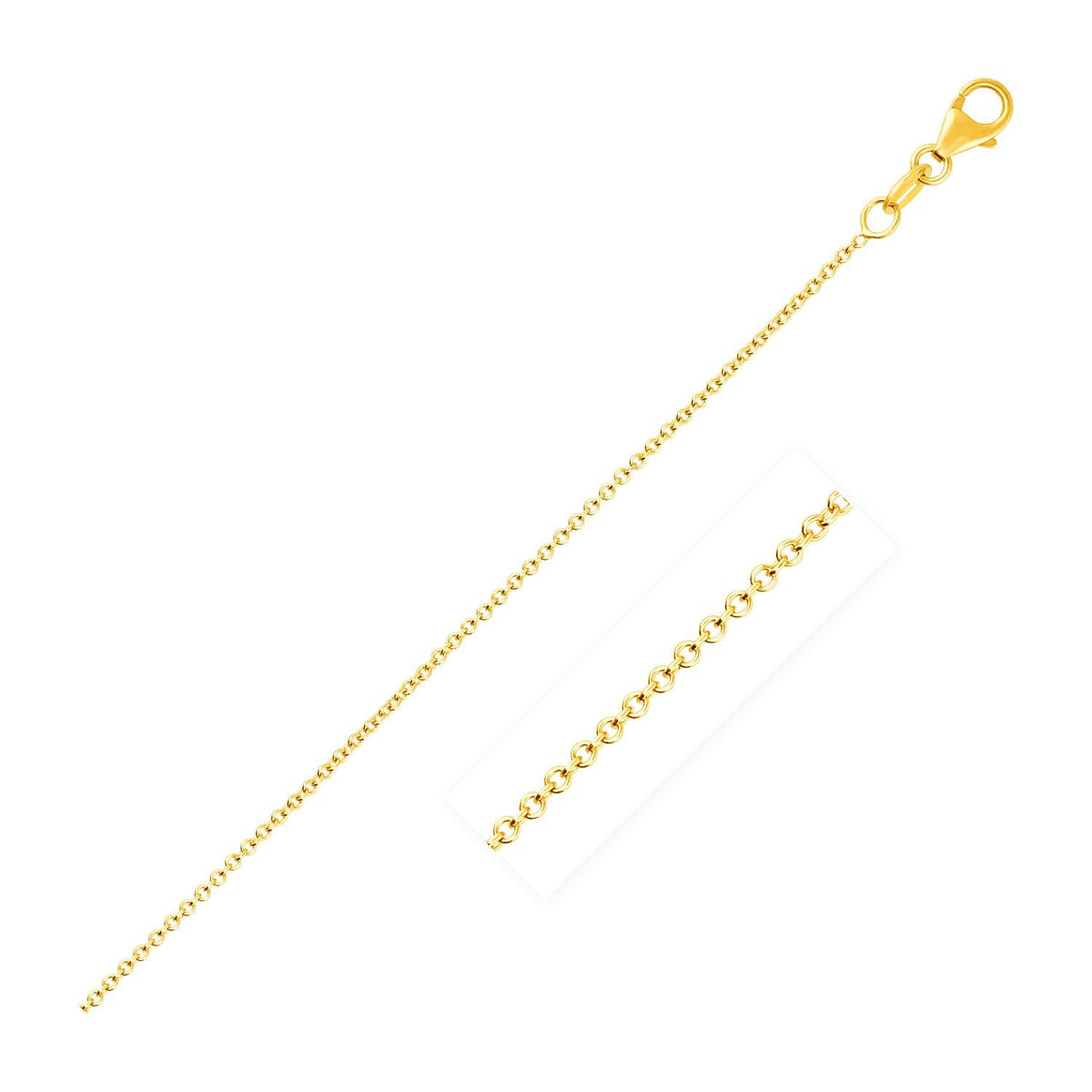 14k Yellow Gold Round Cable Link Chain (1.1 mm) - LinkagejewelrydesignLinkagejewelrydesign
