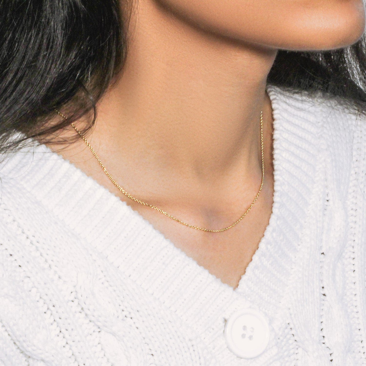 14k Yellow Gold Round Cable Link Chain (1.10 mm) - LinkagejewelrydesignLinkagejewelrydesign