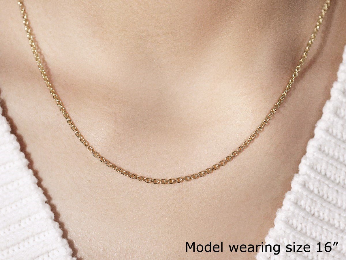 14k Yellow Gold Round Cable Link Chain (1.9 mm) - LinkagejewelrydesignLinkagejewelrydesign