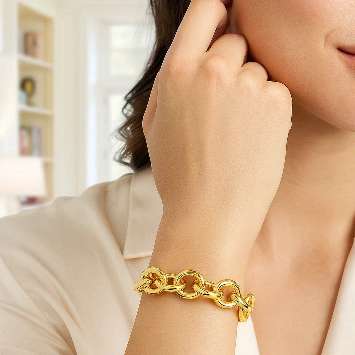 14k Yellow Gold Round Link Bracelet (11.60 mm) - LinkagejewelrydesignLinkagejewelrydesign