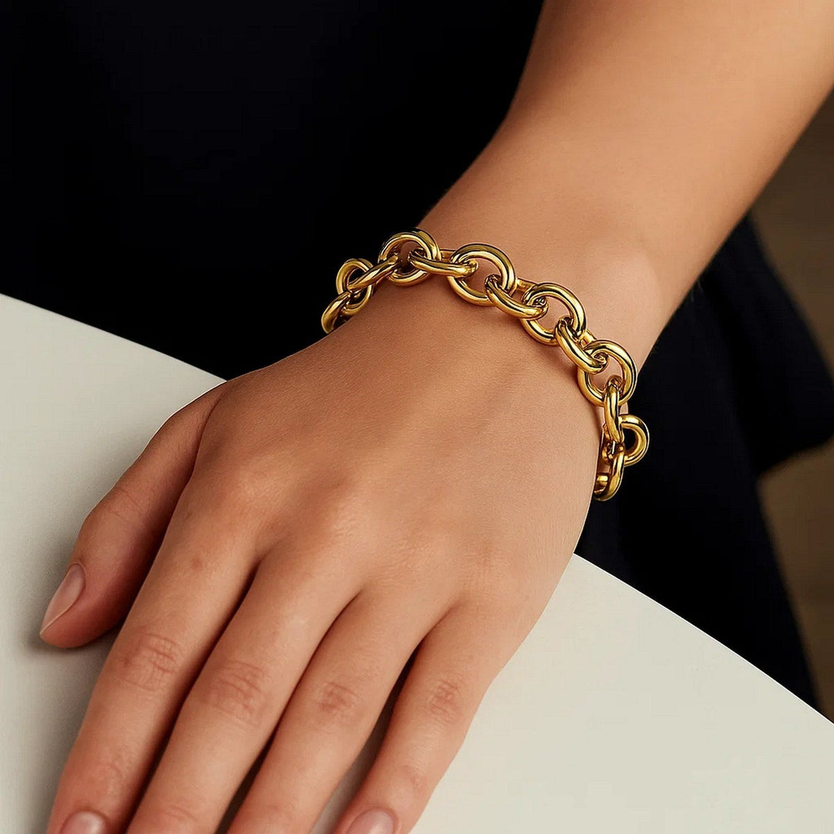 14k Yellow Gold Round Link Bracelet (11.60 mm) - LinkagejewelrydesignLinkagejewelrydesign