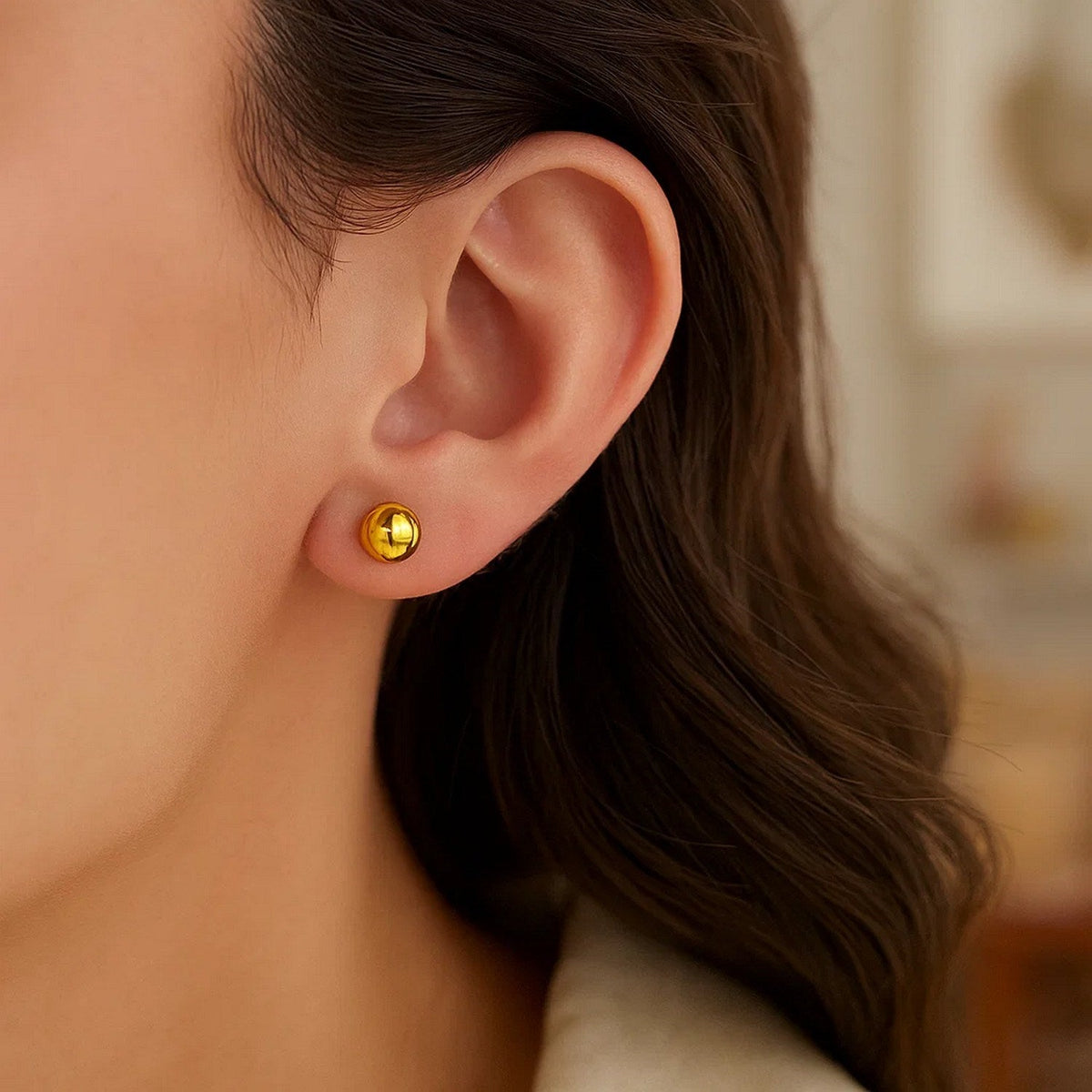 14k Yellow Gold Round Motif Stud Earrings (7.0 mm) - LinkagejewelrydesignLinkagejewelrydesign