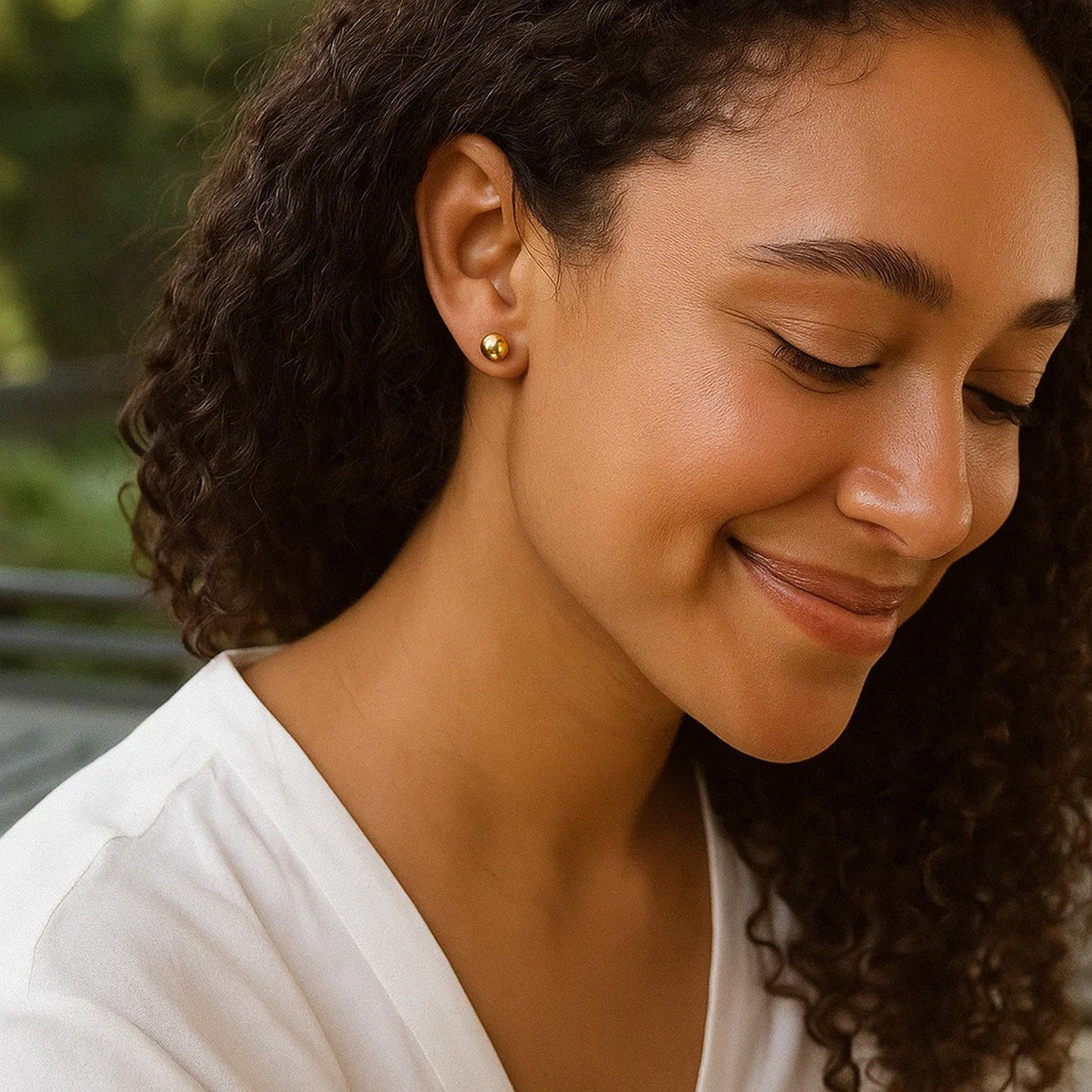 14k Yellow Gold Round Motif Stud Earrings (7.0 mm) - LinkagejewelrydesignLinkagejewelrydesign