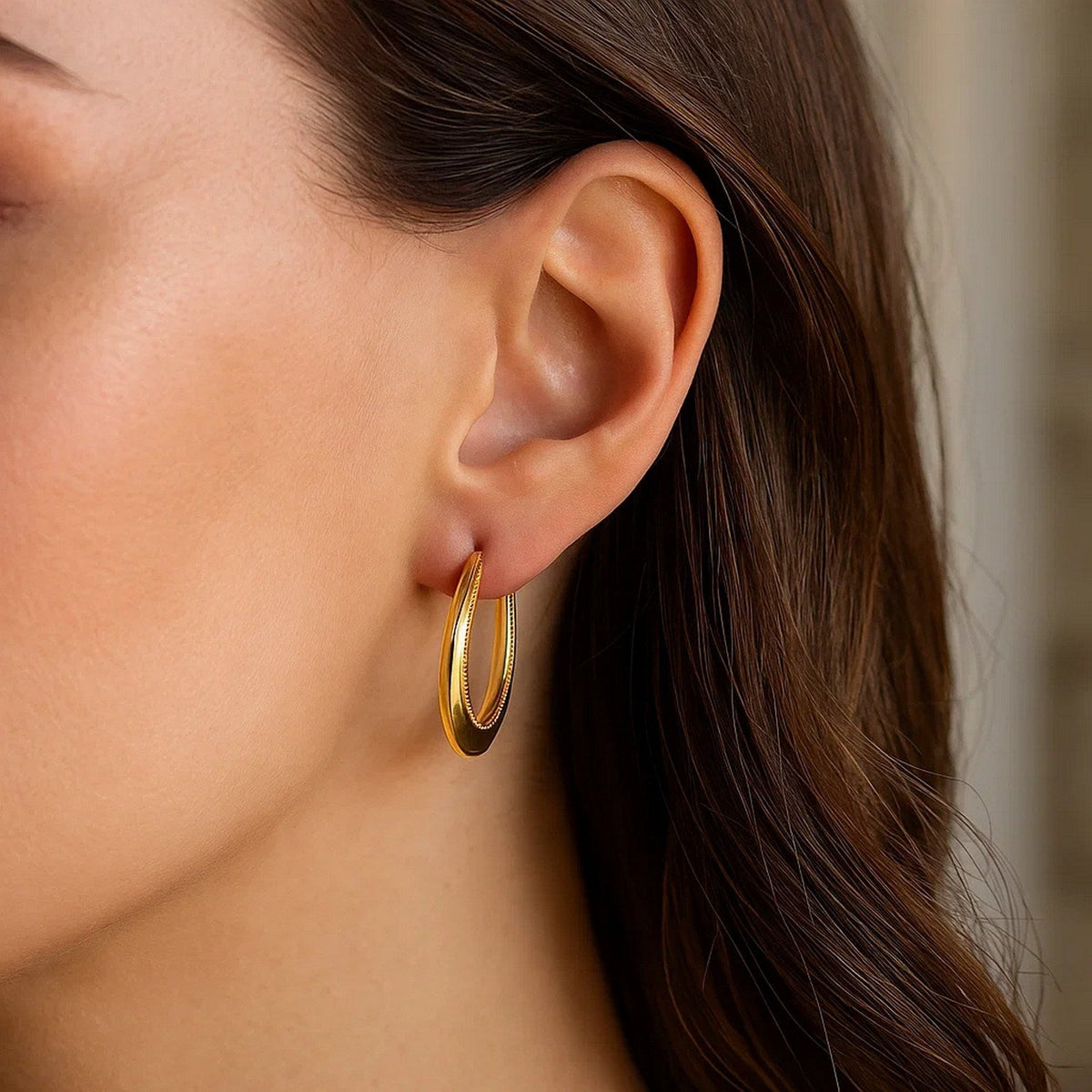 14k Yellow Gold Round Rope Texture Hoop Earrings - LinkagejewelrydesignLinkagejewelrydesign