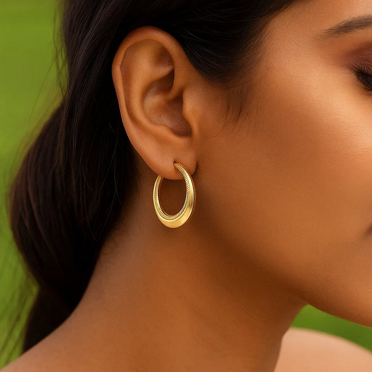 14k Yellow Gold Round Rope Texture Hoop Earrings - LinkagejewelrydesignLinkagejewelrydesign