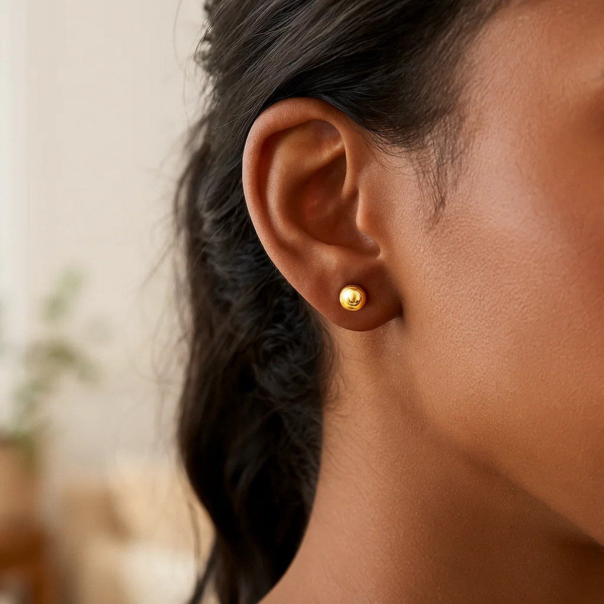 14k Yellow Gold Round Stud Earrings (6.0 mm) - LinkagejewelrydesignLinkagejewelrydesign