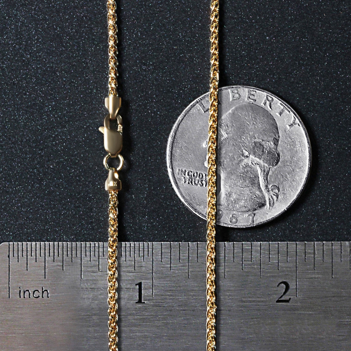 14k Yellow Gold Round Wheat Chain (1.5 mm) - LinkagejewelrydesignLinkagejewelrydesign