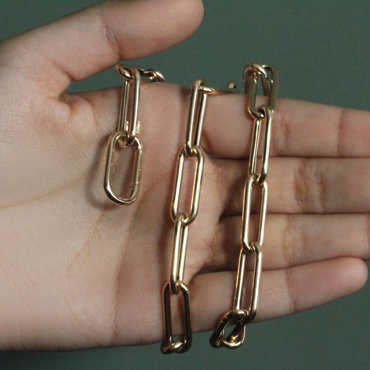 14k Yellow Gold Rounded Paperclip Chain Necklace - LinkagejewelrydesignLinkagejewelrydesign