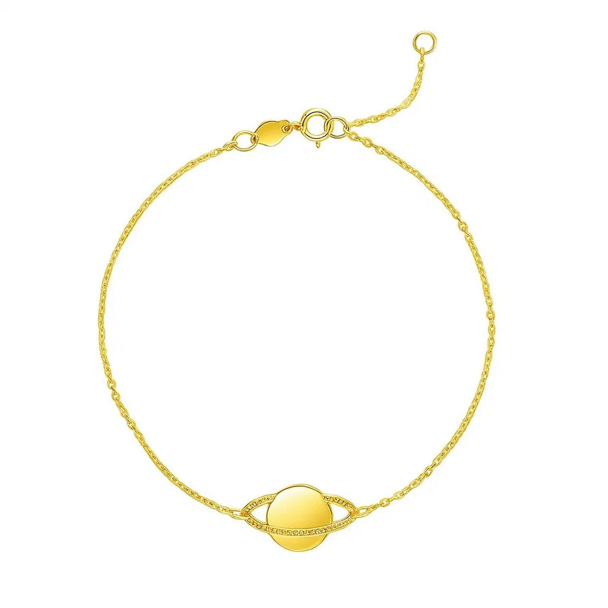 14K Yellow Gold Saturn Bracelet - LinkagejewelrydesignLinkagejewelrydesign