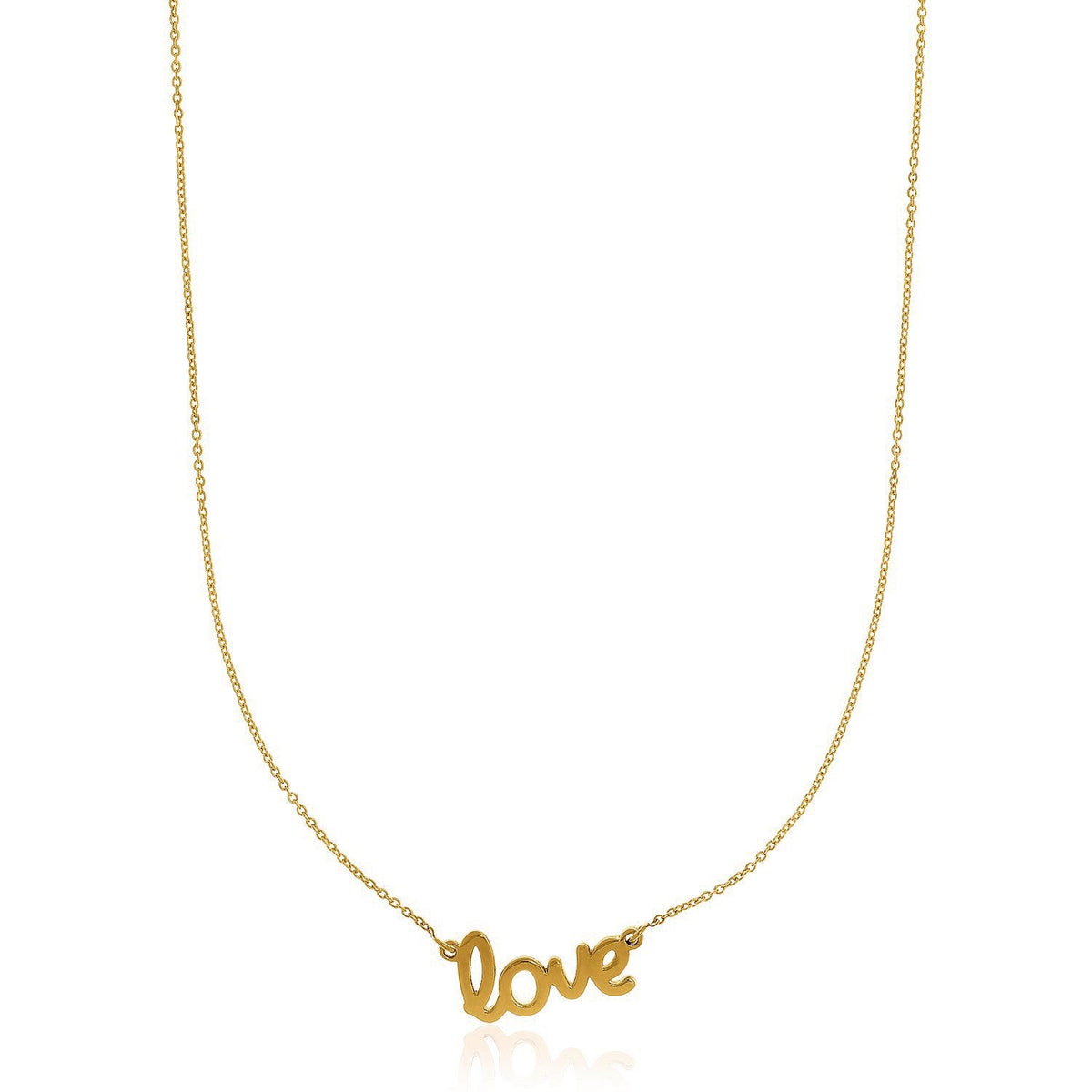 14k Yellow Gold Script LOVE Necklace - LinkagejewelrydesignLinkagejewelrydesign