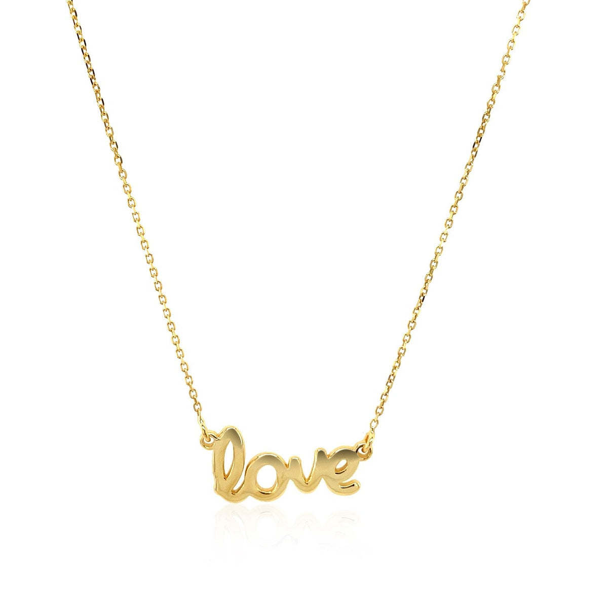 14k Yellow Gold Script LOVE Necklace - LinkagejewelrydesignLinkagejewelrydesign