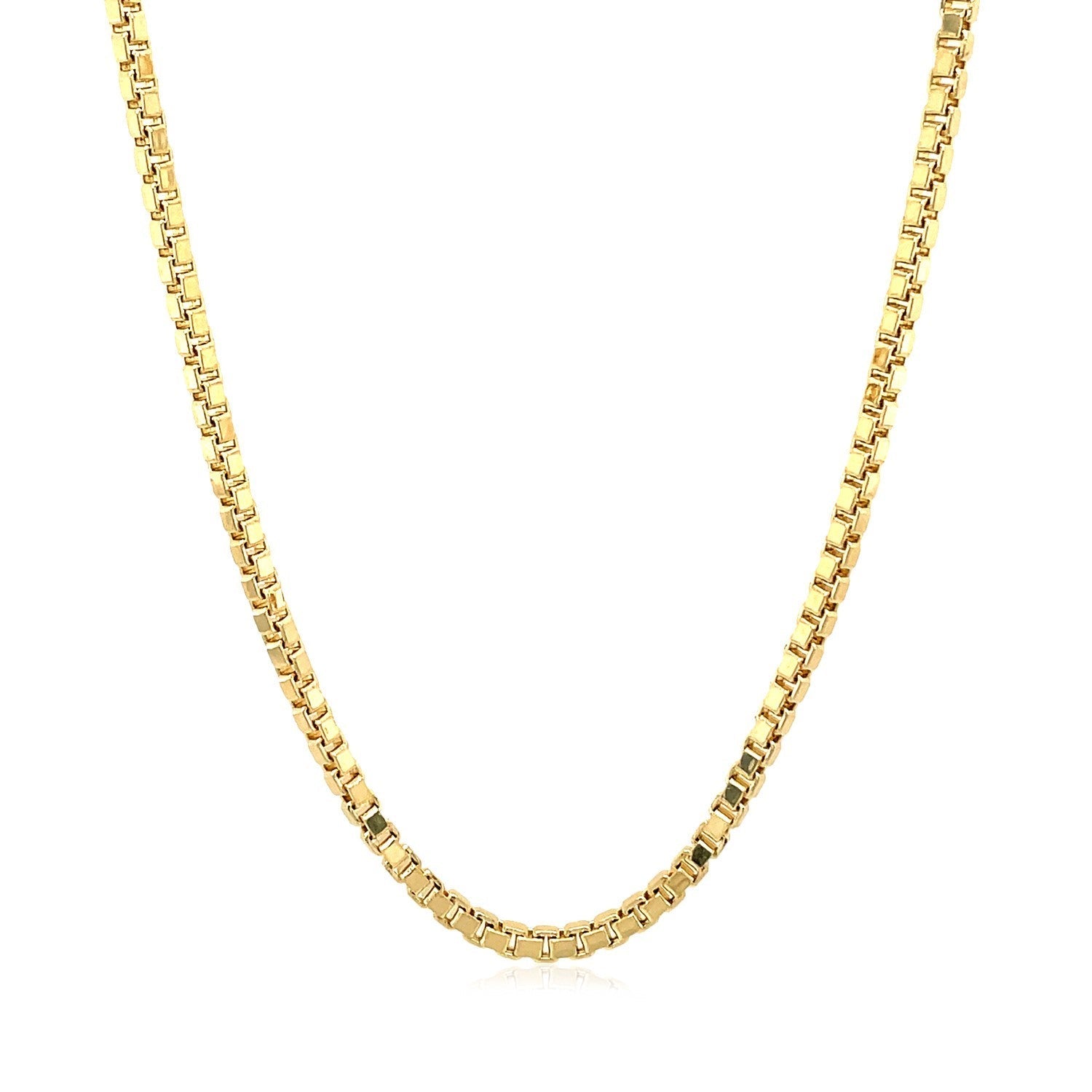 14k Yellow Gold Semi Solid Box Chain (2.10 mm) - LinkagejewelrydesignLinkagejewelrydesign