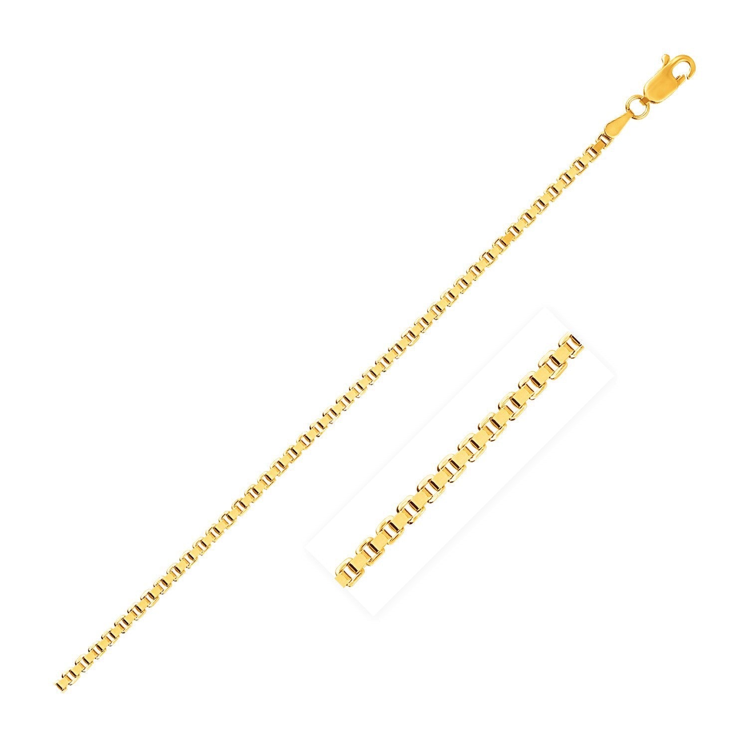 14k Yellow Gold Semi Solid Box Chain (2.5 mm) - LinkagejewelrydesignLinkagejewelrydesign