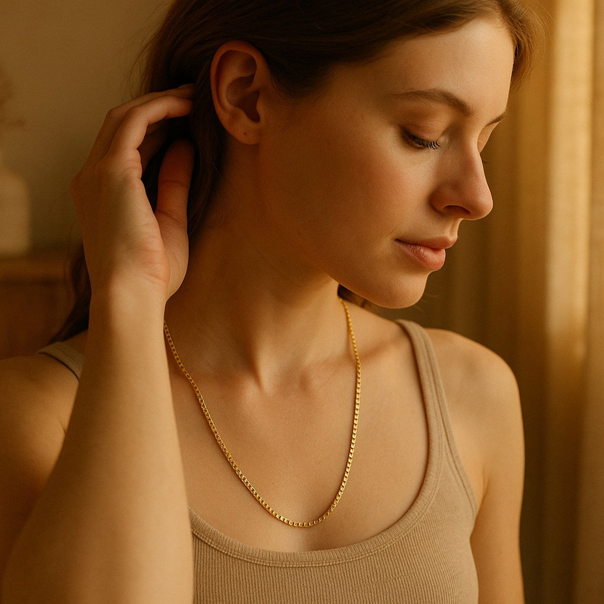 14k Yellow Gold Semi Solid Box Chain (2.5 mm) - LinkagejewelrydesignLinkagejewelrydesign