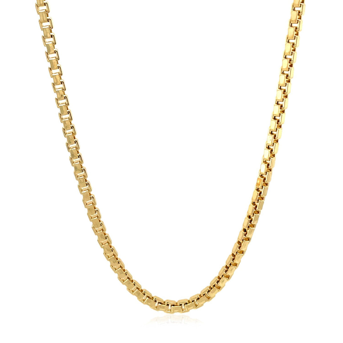 14k Yellow Gold Semi Solid Box Chain (2.50 mm) - LinkagejewelrydesignLinkagejewelrydesign