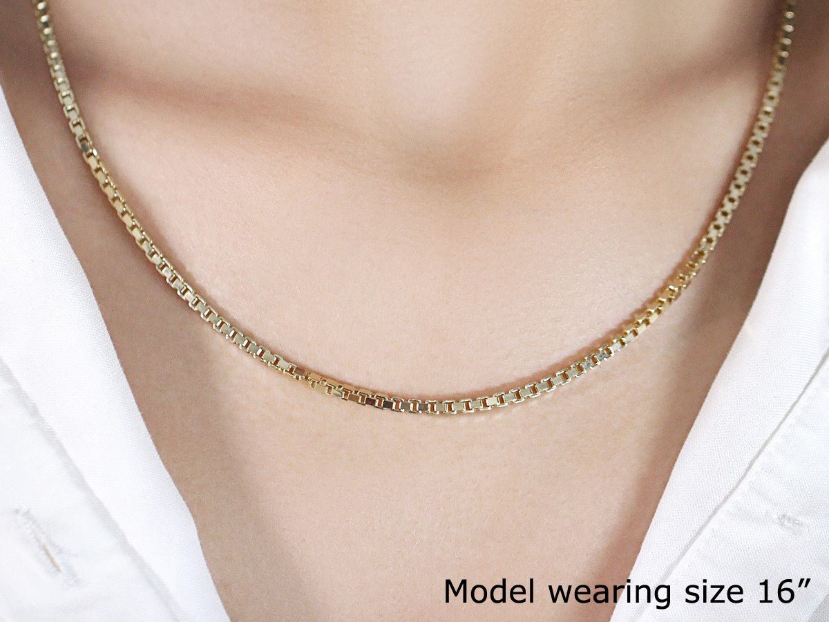 14k Yellow Gold Semi Solid Box Chain (2.50 mm) - LinkagejewelrydesignLinkagejewelrydesign