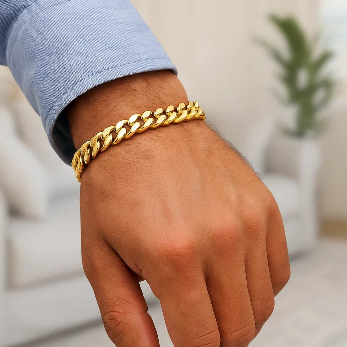 14k Yellow Gold Semi Solid Miami Cuban Bracelet (10.70 mm) - LinkagejewelrydesignLinkagejewelrydesign