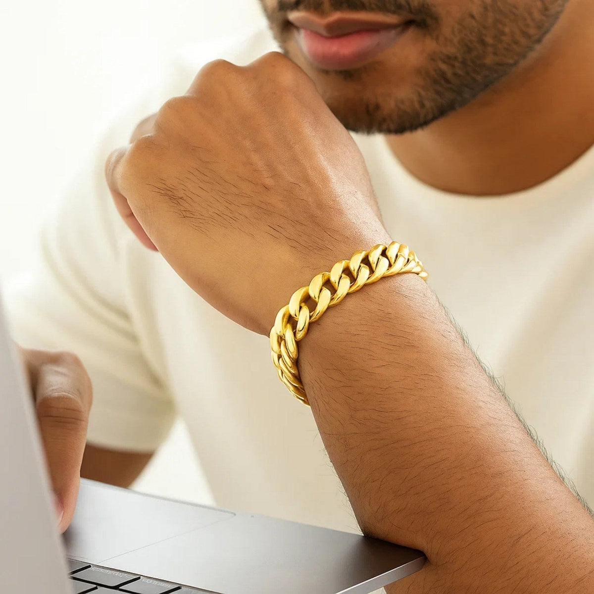 14k Yellow Gold Semi Solid Miami Cuban Bracelet (11.10 mm) - LinkagejewelrydesignLinkagejewelrydesign