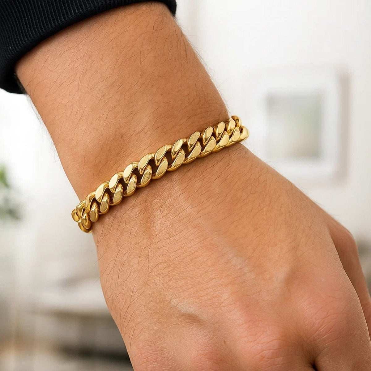 14k Yellow Gold Semi Solid Miami Cuban Bracelet (9.10 mm) - LinkagejewelrydesignLinkagejewelrydesign