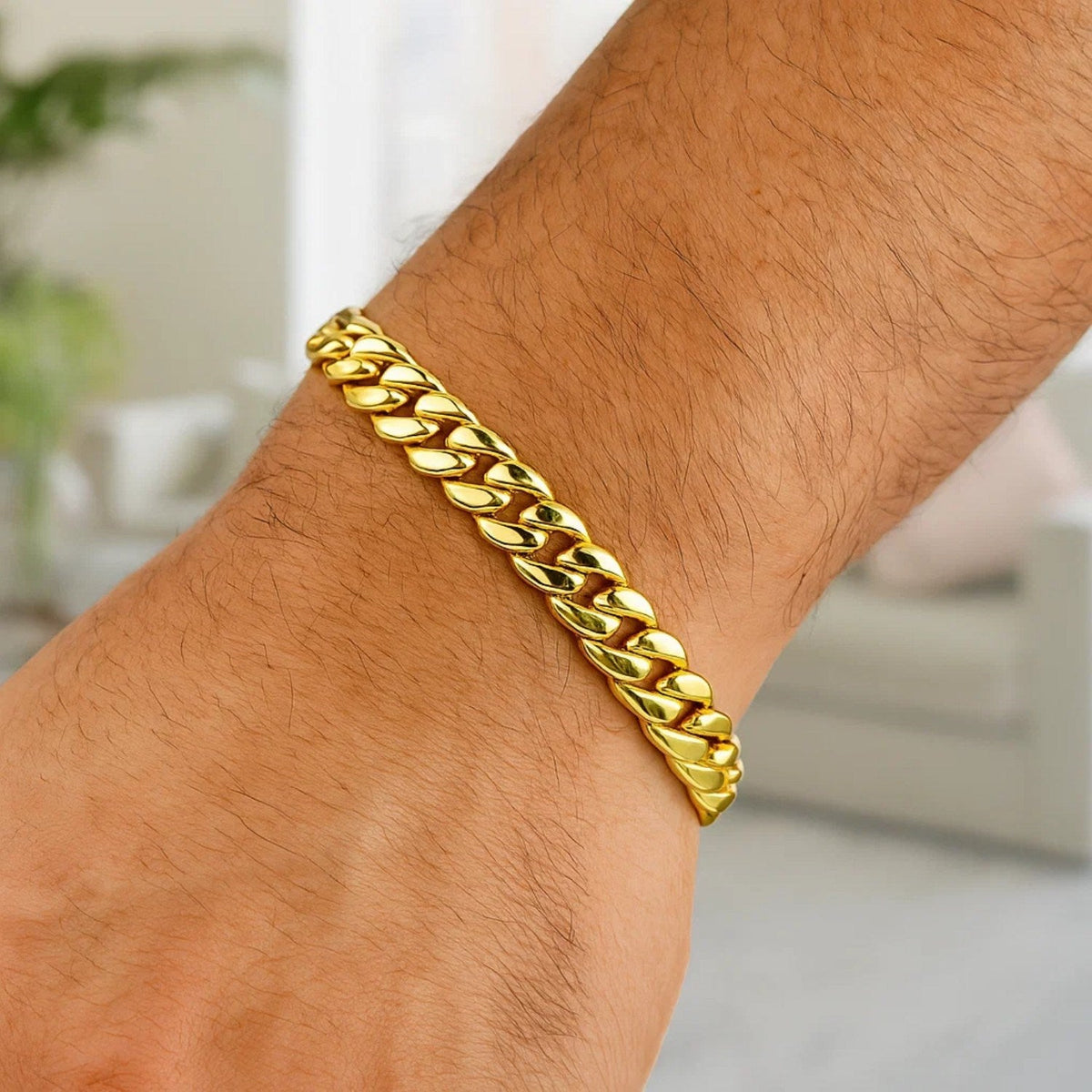 14k Yellow Gold Semi Solid Miami Cuban Bracelet (9.10 mm) - LinkagejewelrydesignLinkagejewelrydesign