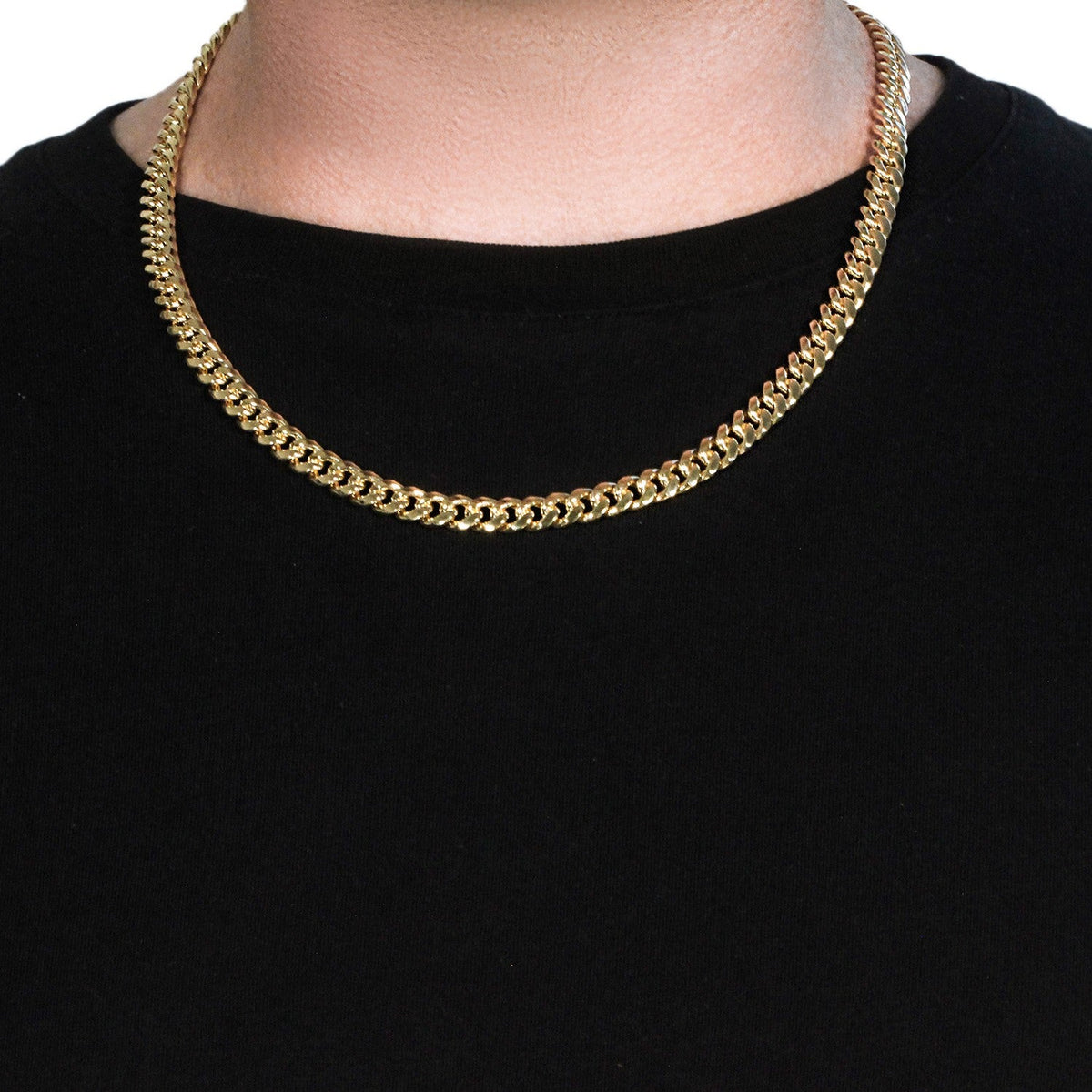 14k Yellow Gold Semi Solid Miami Cuban Chain (7.20 mm) - LinkagejewelrydesignLinkagejewelrydesign