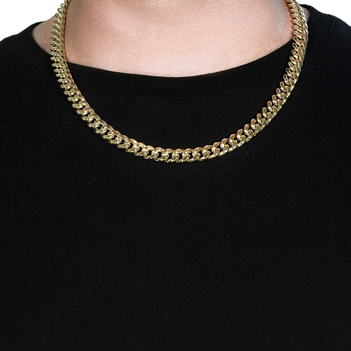 14k Yellow Gold Semi Solid Miami Cuban Chain (9.10 mm) - LinkagejewelrydesignLinkagejewelrydesign