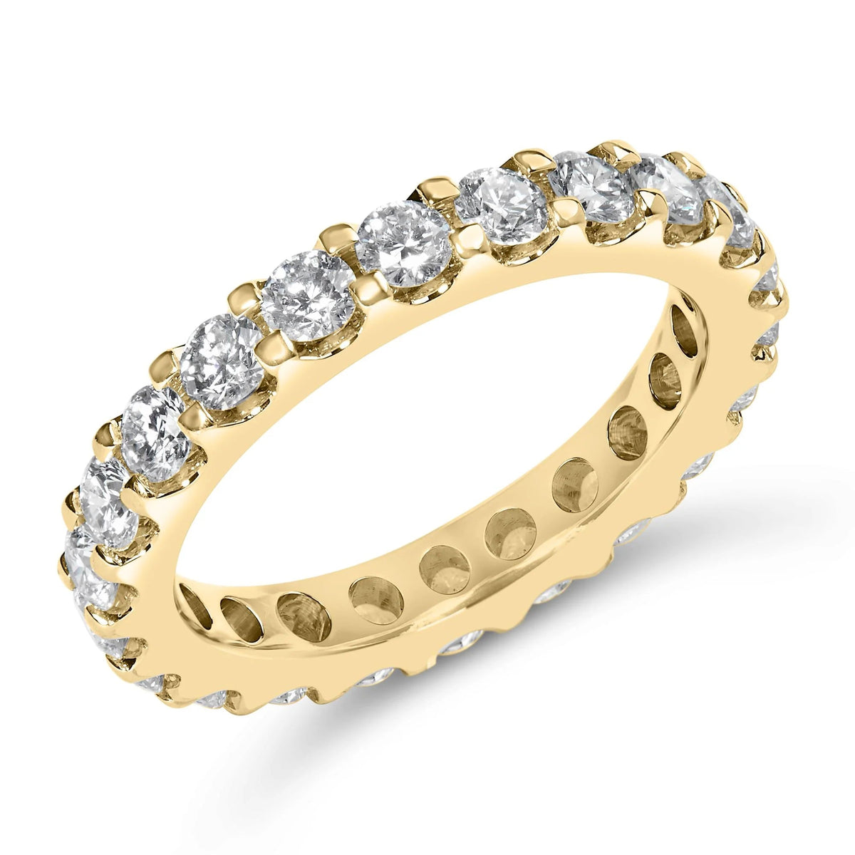14K Yellow Gold Shared Prong Set Round Diamond Eternity Band Ring (G - H Color, SI1 - SI2 Clarity) - LinkagejewelrydesignLinkagejewelrydesign
