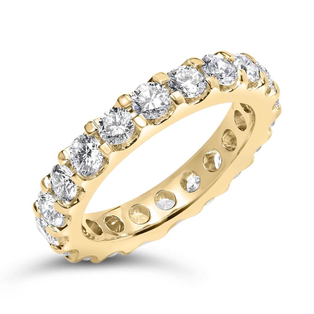 14K Yellow Gold Shared Prong Set Round Diamond Eternity Band Ring (G - H Color, SI1 - SI2 Clarity) - LinkagejewelrydesignLinkagejewelrydesign