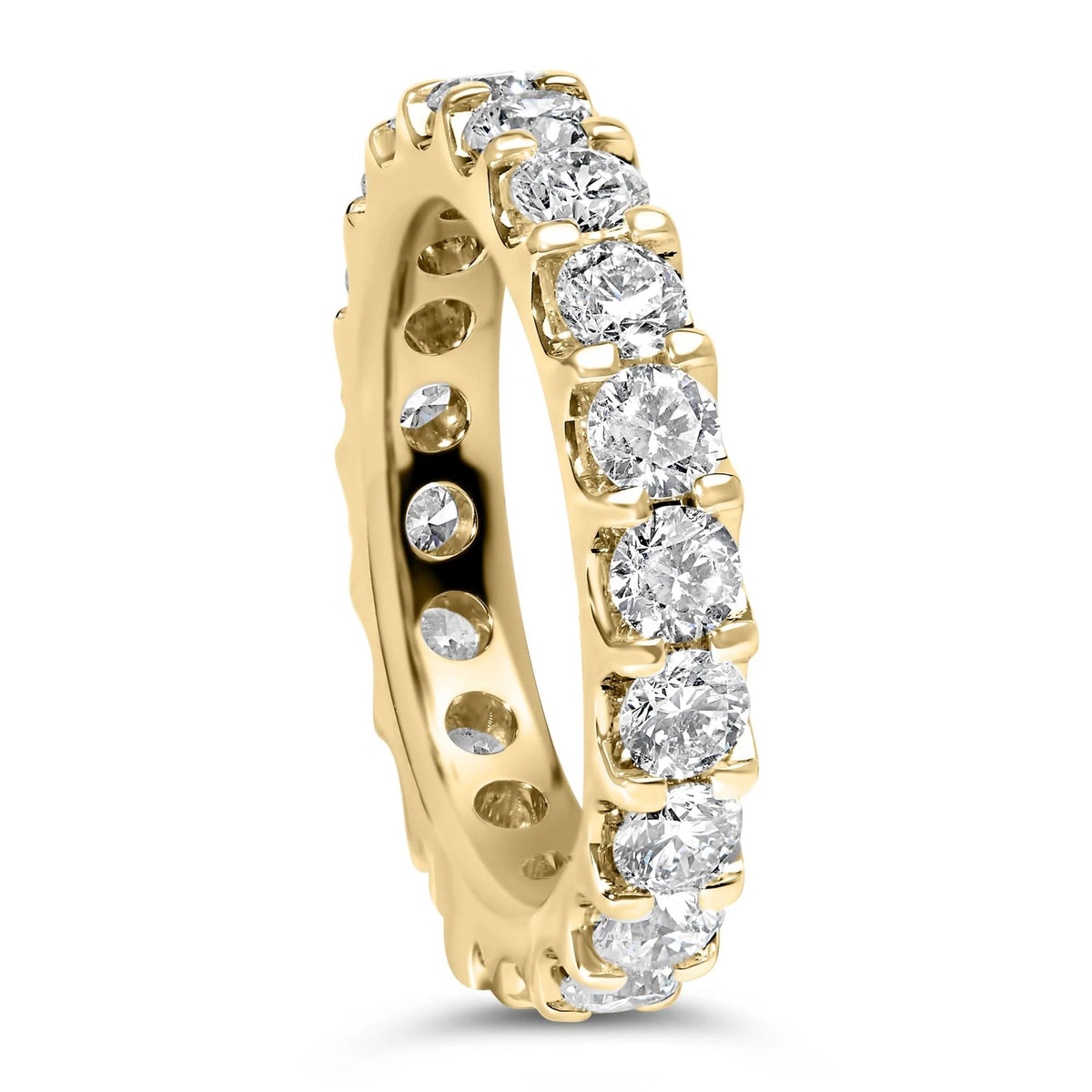14K Yellow Gold Shared Prong Set Round Diamond Eternity Band Ring (G - H Color, SI1 - SI2 Clarity) - LinkagejewelrydesignLinkagejewelrydesign