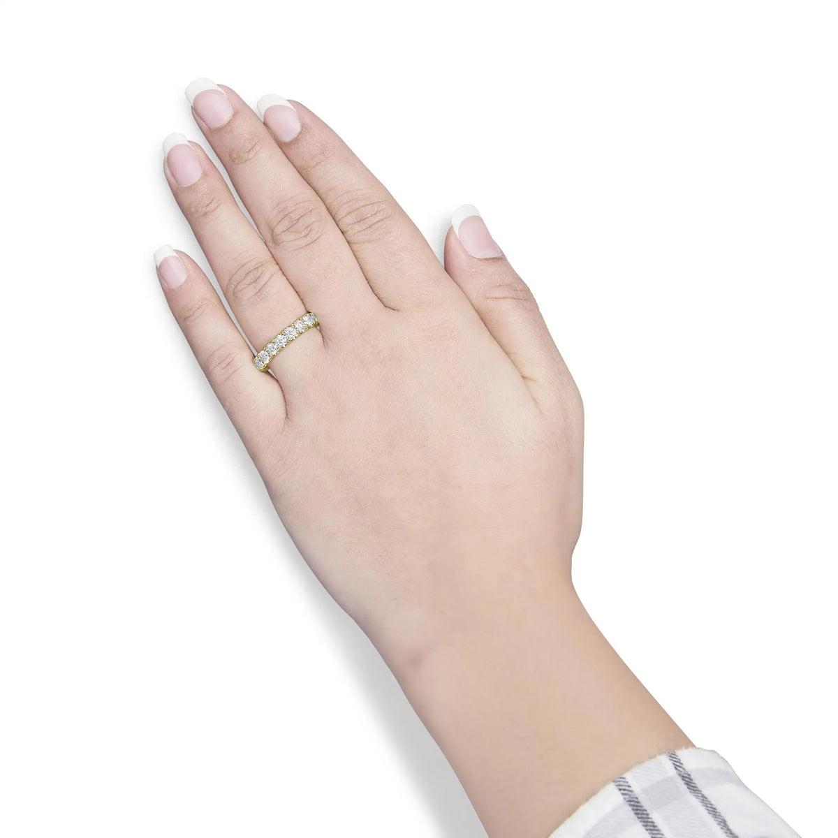 14K Yellow Gold Shared Prong Set Round Diamond Eternity Band Ring (G - H Color, SI1 - SI2 Clarity) - LinkagejewelrydesignLinkagejewelrydesign