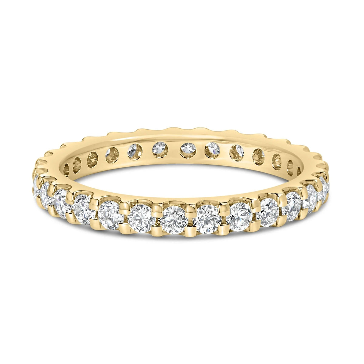 14K Yellow Gold Shared Prong Set Round Diamond Eternity Band Ring (G - H Color, SI1 - SI2 Clarity) - LinkagejewelrydesignLinkagejewelrydesign