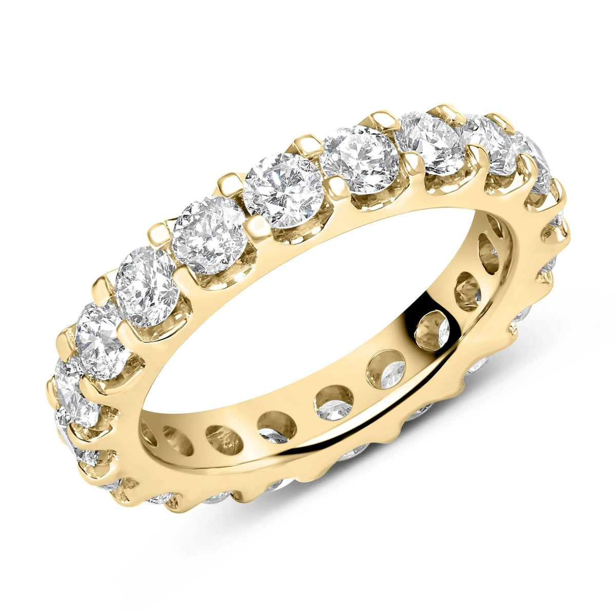 14K Yellow Gold Shared Prong Set Round Diamond Eternity Band Ring (G - H Color, SI1 - SI2 Clarity) - LinkagejewelrydesignLinkagejewelrydesign