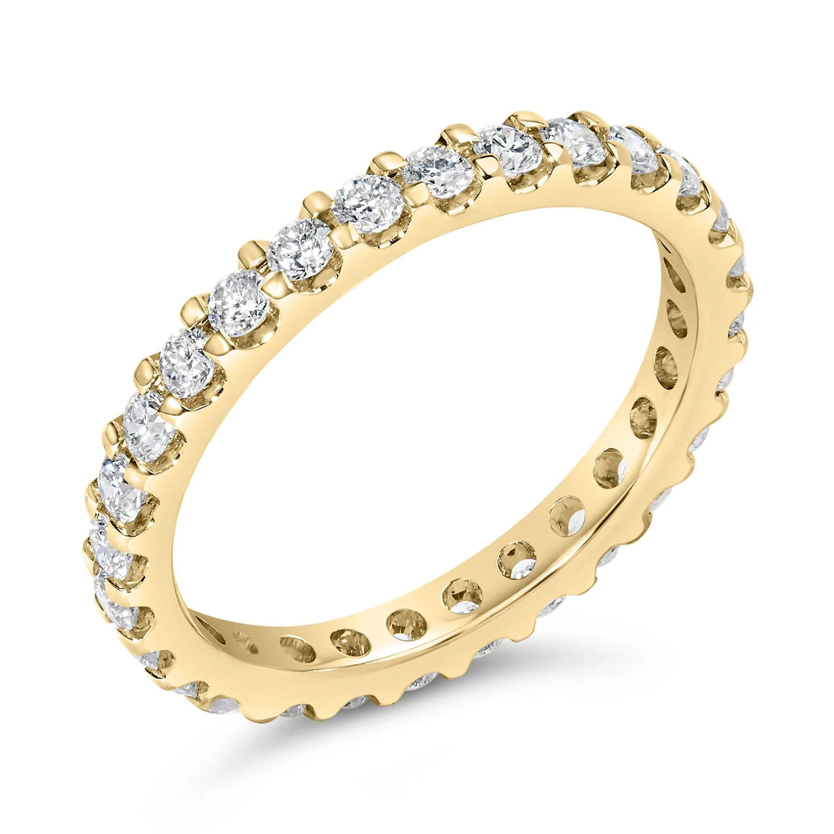 14K Yellow Gold Shared Prong Set Round Diamond Eternity Band Ring (G - H Color, SI1 - SI2 Clarity) - LinkagejewelrydesignLinkagejewelrydesign